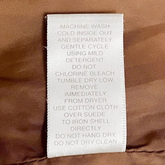 Christopher & Banks Cognac Suede Leather Jacket Size XL Zip Front Crochet Trim - Picture 13 of 14